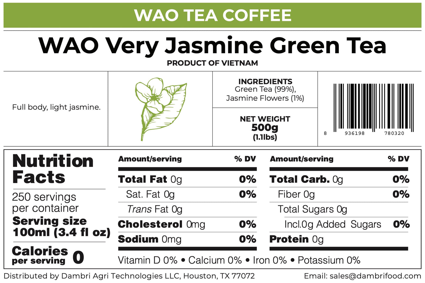 WAO Very Jasmine Green Tea